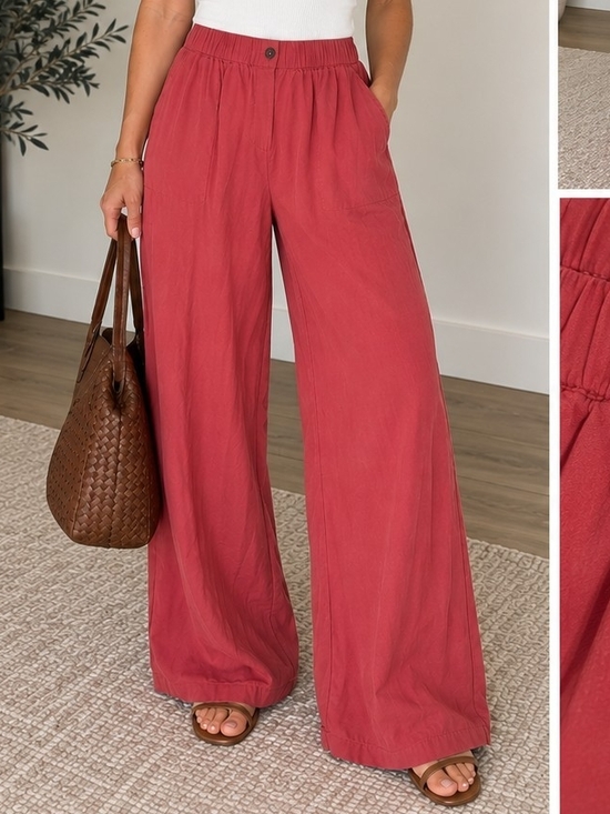 Molly Bracken Pants - Molly Bracken Wide Leg Casual Pants in Rose Pink